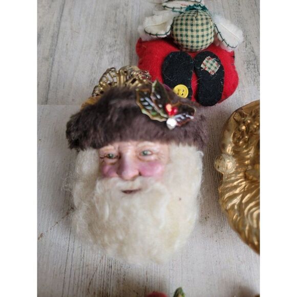 Santa Claus face Golden variety toy bag ornament set Xmas rustic - Picture 6 of 12